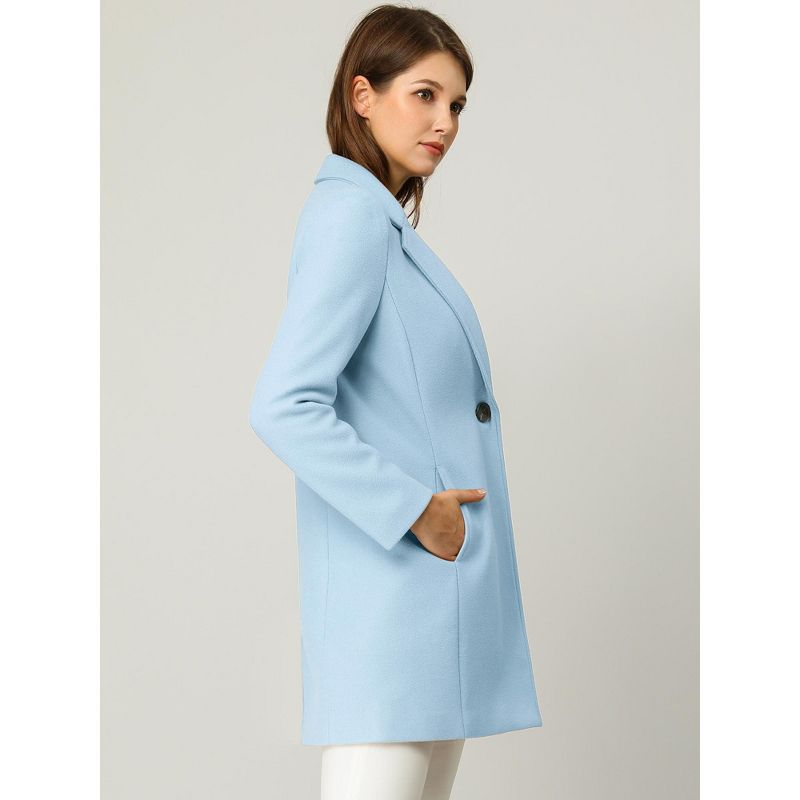 Allegra K Women's Regular Fit Notched Lapel Long Sleeve Buttoned Classic Coat, 4 of 7
