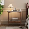 VYNXARIA Retro Reddish Brown Narrow Slate Side Table with Storage Shelf, Small End Table for Living Room Small Spaces Entryway Farmhouse - 2 of 4