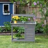 Outsunny Garden Potting Bench Table with Lockable Storage Cabinet and Open Shelf, Outdoor Planting Workstation with Steel Tabletop - 2 of 4