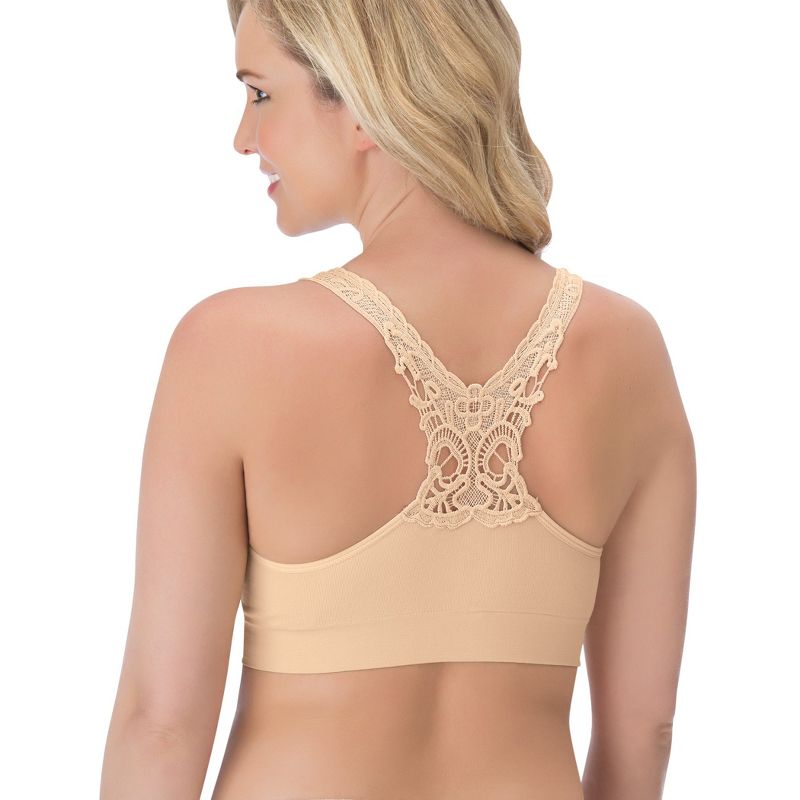 Collections Etc Seamless Lace Butterfly Racerback Bra - Soft Nylon with Slip-On Design, 3 of 4