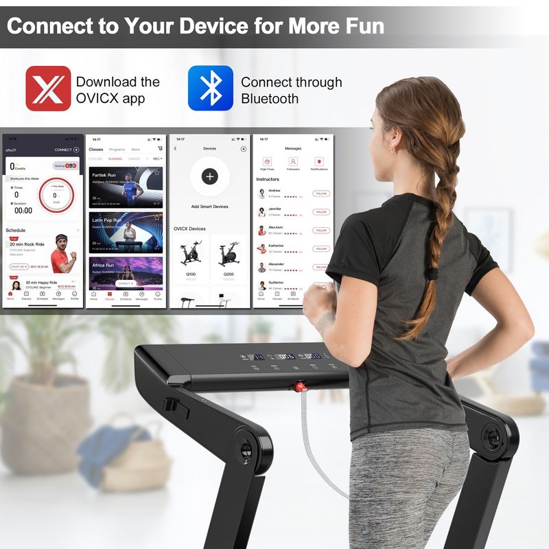 Superfit 4.0HP Foldable Electric Treadmill Jogging Machine w/Bluetooth Black, 4 of 11