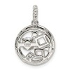 Black Bow Jewelry Platinum & Gold Tone Sterling Silver & CZ Circle Pendant, 15mm - 3 of 4