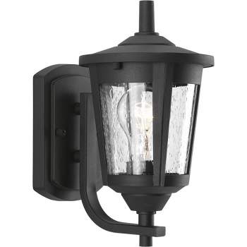 Progress Lighting East Haven 1-Light Outdoor Wall Lantern, Black, Seeded Glass Shade