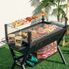 Tangkula Barbecue Charcoal Grills Stainless Steel Camping Grill w/ Wind Guard Seasoning Racks & Storage Shelf - 2 of 4