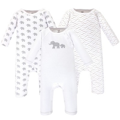 Touched by Nature Baby Organic Cotton Coveralls 3pk, Marching Elephant, 6-9 Months