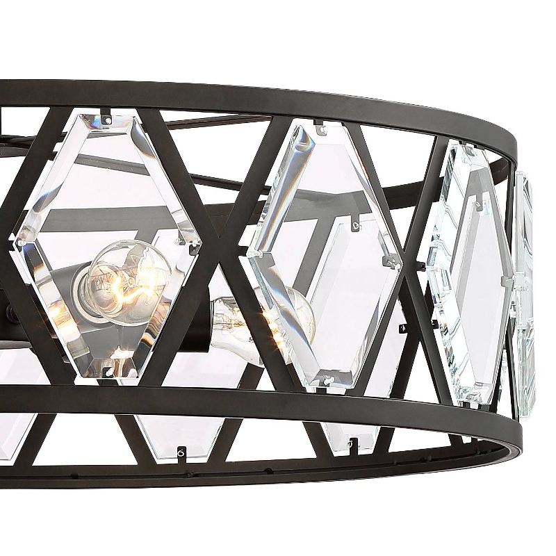 Regency Hill Lexington Black Pendant Chandelier 26" Wide Industrial Drum Clear Crystal 6-Light Fixture for Dining Room House Kitchen Island Entryway, 3 of 10