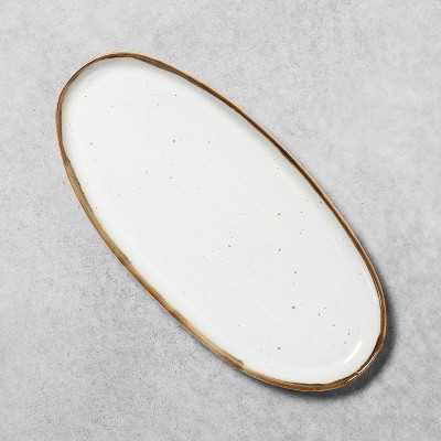 Medium Stoneware Reactive Glaze Oval Serve Tray Sour Cream - Hearth & Hand™ with Magnolia