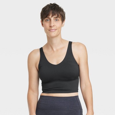Women's Light Support V-Neck Cropped Sports Bra - All in Motion™ Black XS