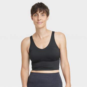 Women's Light Support Brushed Sculpt Bold Stitch Sports Bra - All In Motion™  Black Xs : Target