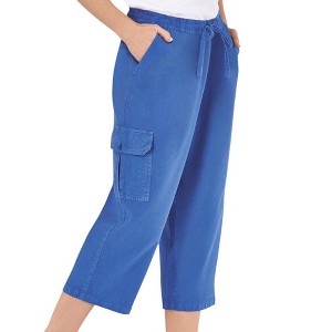 Collections Etc Elastic Waist Cargo Pocket Capri Pant - 1 of 3