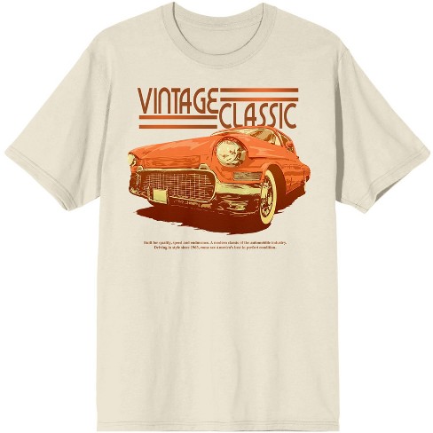 Car Fanatic Orange Vintage Car Front Men's Natural Graphic Tee-Small