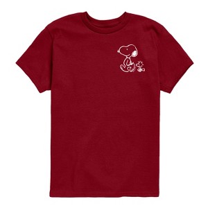 Boys' - Peanuts - Snoopy Woodstock Walk White Ink Short Sleeve Graphic T-Shirt - 1 of 4