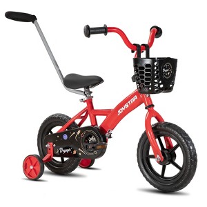JOYSTAR Berry 10 / 12" Kids Bike, Boys Girls Toddler Balance Bike with Training Wheels, Basket, Parent Steering Push Handle - 1 of 4