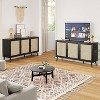 Fontoi Decorative Storage Cabinets, Modern Console Cabinet with 3 Rattan Doors, Bar Cabinet for Kitchen Entryway, Black, 15.4"*31.1"*59.1" - 3 of 4