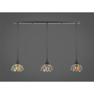 Toltec Lighting Any 3 - Light Chandelier in  Dark Granite with 7" Kaleidoscope Art Glass Shade