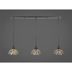 Toltec Lighting Any 3 - Light Chandelier in  Dark Granite with 7" Kaleidoscope Art Glass Shade - 1 of 1