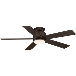 52" Casa Vieja Modern Outdoor Hugger Ceiling Fan with Dimmable LED Light Remote Oil Rubbed Bronze Damp Rated for Patio Exterior - 1 of 4