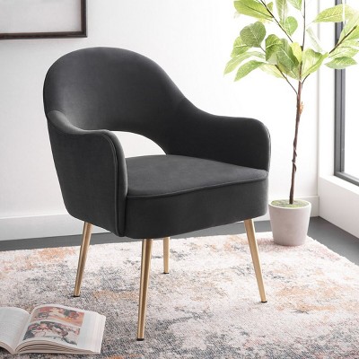 Dublyn Black Velvet Accent Chair with Gold Legs