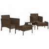 vidaXL 5 Piece Patio Lounge Set with Cushions Brown Poly Rattan - 4 of 4