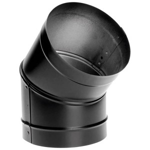 DuraVent DuraBlack 6 Inches Stainless Steel Single Wall Wood Burning Stove 45 Degree Elbow Pipe Connector to Vent Smoke and Exhaust, Black - 1 of 4