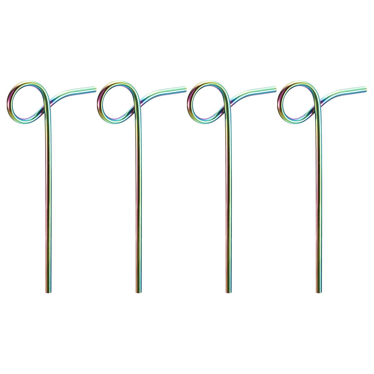 Unique Bargains 304 Stainless Steel Durable Heat Resistant Curly Shaped Design Drinking Straw 4 Pcs
