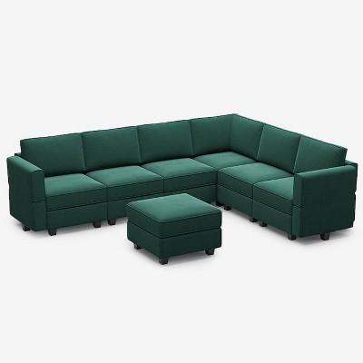 Belffin Modular Velvet Corner Sofa with Storage Seat and Ottoman (6 Seats + 9 Sides)