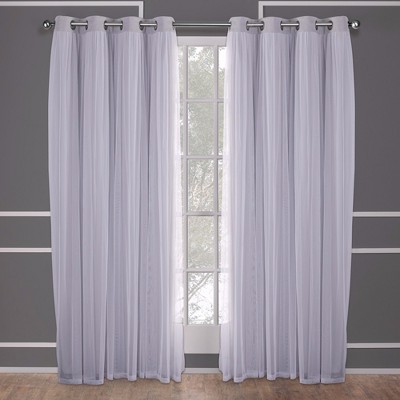Cloud Grey Layered Blackout and Sheer Grommet Curtain Panels