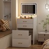 KTMBDW Makeup Vanity Desk with Mirror & Lights, Vanity Table with Drawers & Storage Shelves, 3 Color Modes & Adjustable Brightness Dressing Table - 3 of 4