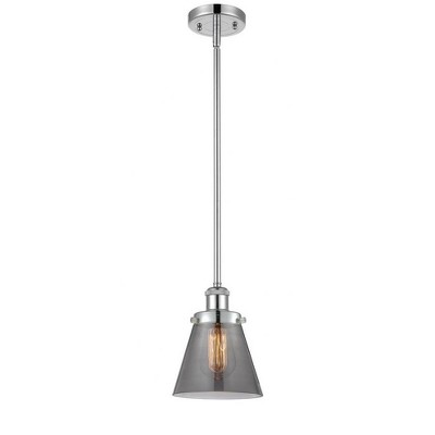 Cone - 1 Light Stem Hung Mini Pendant In Industrial Style-9 Inches Tall and 6 Inches Wide