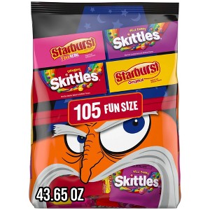 Mars - Skittles & Starburst Fun Size Chewy Halloween Candy Variety Bag Bulk - 43.65oz/105ct - 1 of 4