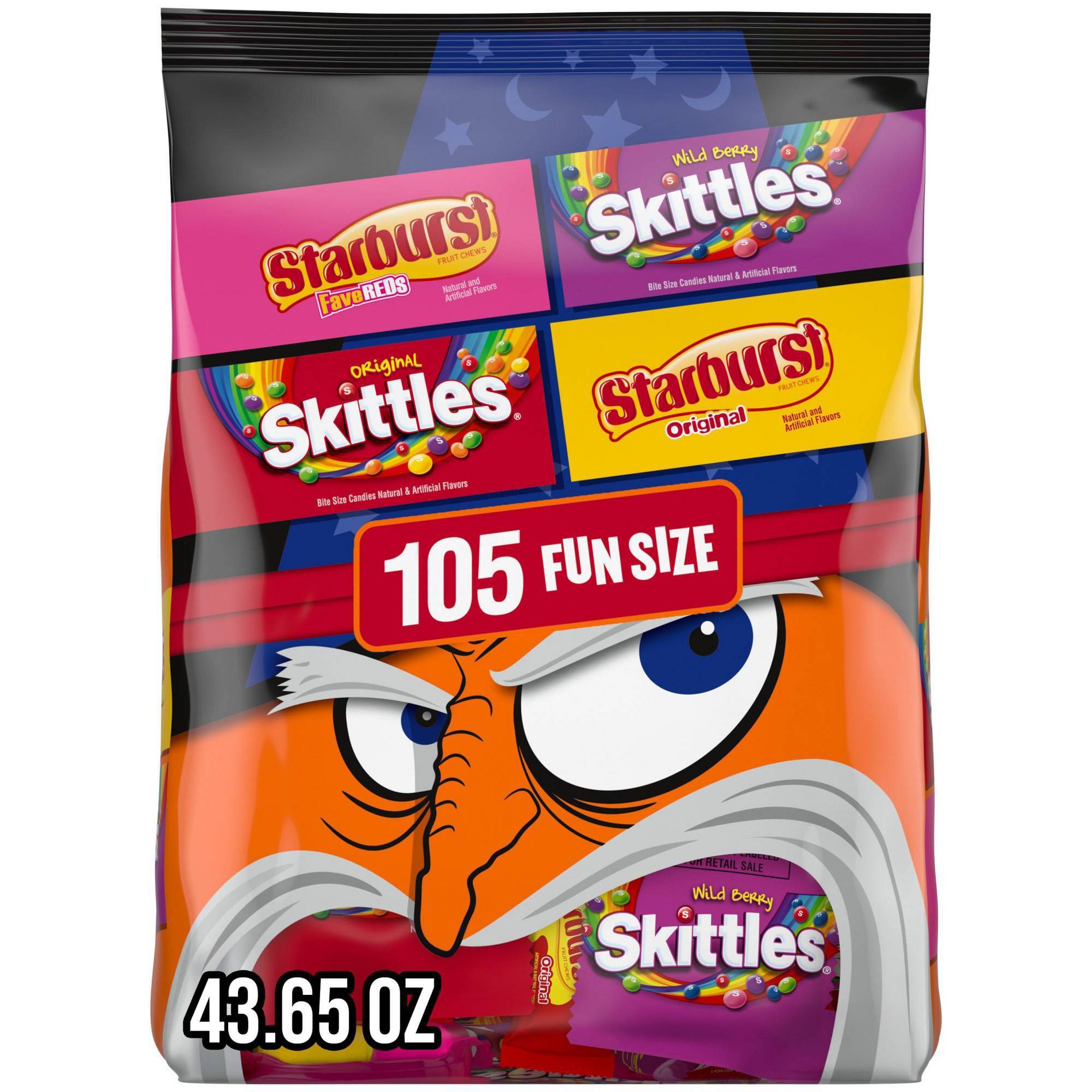Mars - Skittles & Starburst Fun Size Chewy Halloween Candy Variety Bag Bulk - 43.65oz/105ct