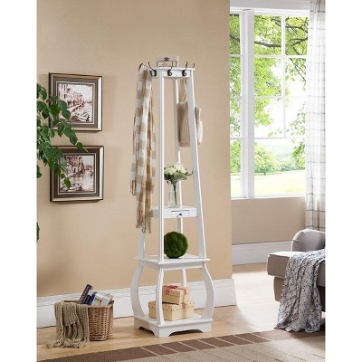Kings Brand Furniture Entryway Coat Rack with Storage Shelves & Drawer