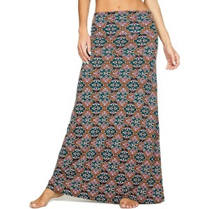 Women's Stylish Spandex Flare Maxi Skirt - Comfy Fold-Over Design Long Skirt for Effortless Style #11 - 1 of 4