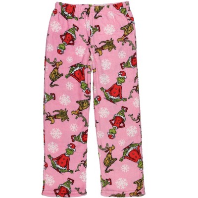 Seven Times Six Dr. Seuss The Grinch Girls' Yoga Grinch and Max Fleece Pajama Pants Pink