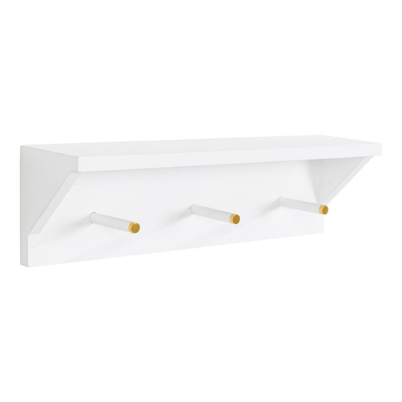 18&#34; x 5&#34; Adlynn Decorative Wall Shelf with Pegs White - Kate &#38; Laurel All Things Decor, 1 of 10