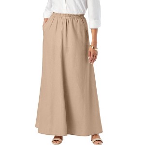 Jessica London Women's Plus Size Linen Maxi Skirt - 1 of 4