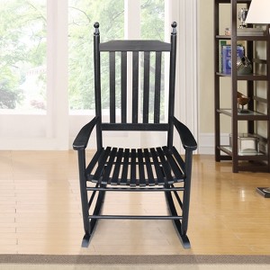 FONTOI Wooden Rocking Chair Porch, Wood Rocker Chairs with High Back, Widen Seat and Armrests for Home Garden, Black, 24.5"*42.25"*32.9" - 1 of 4