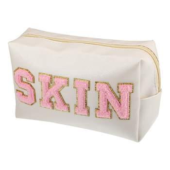 SHUWND Korean Cotton Makeup Bag Floral Toiletry Bag Large Travel Cosmetic Bag Quilted Cosmetic Pouch for Women Girls (White), Size: 1 Pack