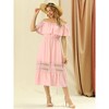 Allegra K Women's Off Shoulder Ruffle Lace Insert High Waist Short Sleeve Flowy Maxi Dress - 3 of 4