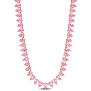 EVERLY JEWELRY | Rose Plated Sterling Silver 44.5 CT TGW Created Pink Sapphire Tennis Necklace, 18-inch - 1 of 4