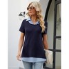 Women's Contrast Collared Shirts Patchwork Work Blouse Tunics Tops - 2 of 4