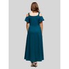 24seven Comfort Apparel Womens Cold Sholder Ruffle Sleeve A Line Maxi Dress - 3 of 4