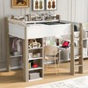 Lycvki Full Size Wood Loft Bed with Built-in Storage Shelves, Clothes Rails and Desk - 3 of 4
