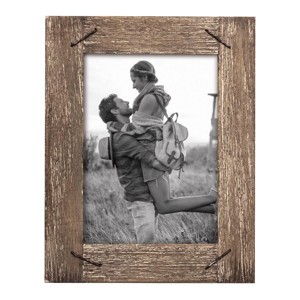 4 x 6 inch Decorative Distressed Wood Picture Frame with Nail Accents - Foreside Home & Garden - 1 of 4