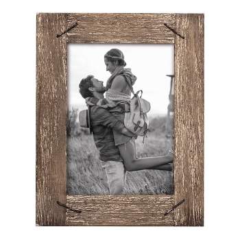 4 x 6 inch Decorative Distressed Wood Picture Frame with Nail Accents - Foreside Home & Garden