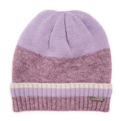 MUK LUKS Women's Ribbed Colorblock Beanie, Soft Lilac, OS