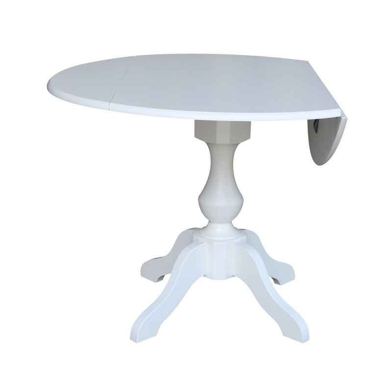 42" Matt Round Dual Drop Leaf Pedestal Table White - International Concepts, 4 of 11