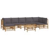 vidaXL Garden Lounge Set Bamboo with dark grey cushions Bamboo - 3 of 4
