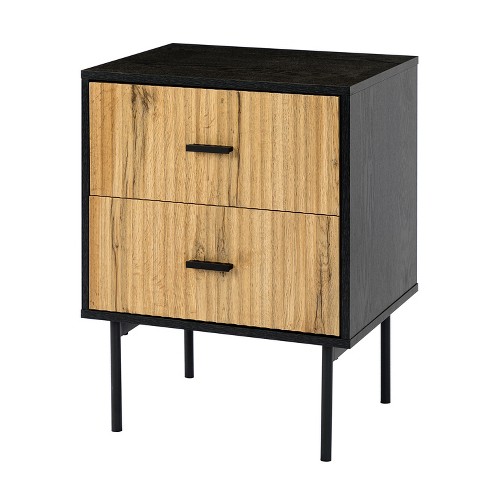 Louis Philippe 2-Drawer Black Bedside Table Cabinet Nightstand