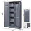 Metal Storage Cabinet with Lock Doors, 65"/72.8" Cleaning Tool Cabinet, Tall Broom Tool Organizer with Hanging Rod for Home Office Garage Utility Room - 4 of 4